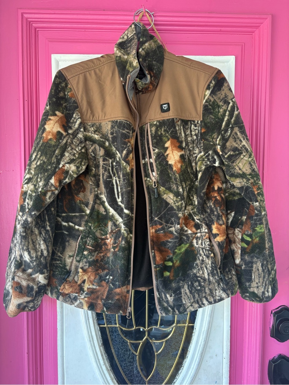 Camouflage Fleece Jacket with Tan Yoke
